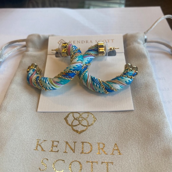 REG $98 KENDRA SCOTT MASIE CORDED 1.66" HOOP EARRINGS-PERIWINKLE MIX - Picture 6 of 7